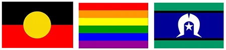 Aboriginal, Torres Strait Islander, and LGBTQIA+ Flags